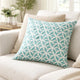 Outdoor Indoor Throw Pillow Cover | Aqua Blue Crystal Pattern 20" Square
