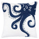 Modern Throw Pillow Cover | Blue White Octopus Design | Cotton 20" Square