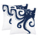 Modern Throw Pillow Cover | Blue White Octopus Design | Cotton 20" Square