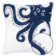 Modern Throw Pillow Cover | Blue White Octopus Design | Cotton 20" Square
