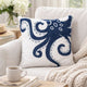 Modern Throw Pillow Cover | Blue White Octopus Design | Cotton 20" Square