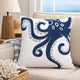 Modern Throw Pillow Cover | Blue White Octopus Design | Cotton 20" Square