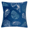 Coastal Shell Design Throw Pillow Cover | Indigo Velvet | 20" Square
