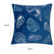 Coastal Shell Design Throw Pillow Cover | Indigo Velvet | 20" Square