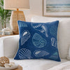 Coastal Shell Design Throw Pillow Cover | Indigo Velvet | 20" Square
