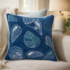 Coastal Shell Design Throw Pillow Cover | Indigo Velvet | 20" Square