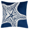 Throw Pillow Cover | Starfish Design | Coastal Indigo Velvet 20" Square