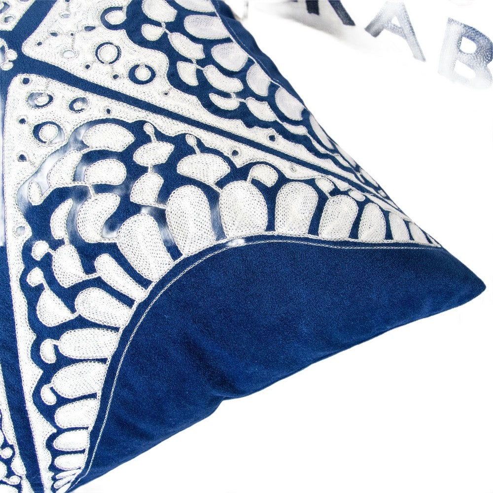 Throw Pillow Cover | Starfish Design | Coastal Indigo Velvet 20" Square
