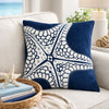 Throw Pillow Cover | Starfish Design | Coastal Indigo Velvet 20" Square
