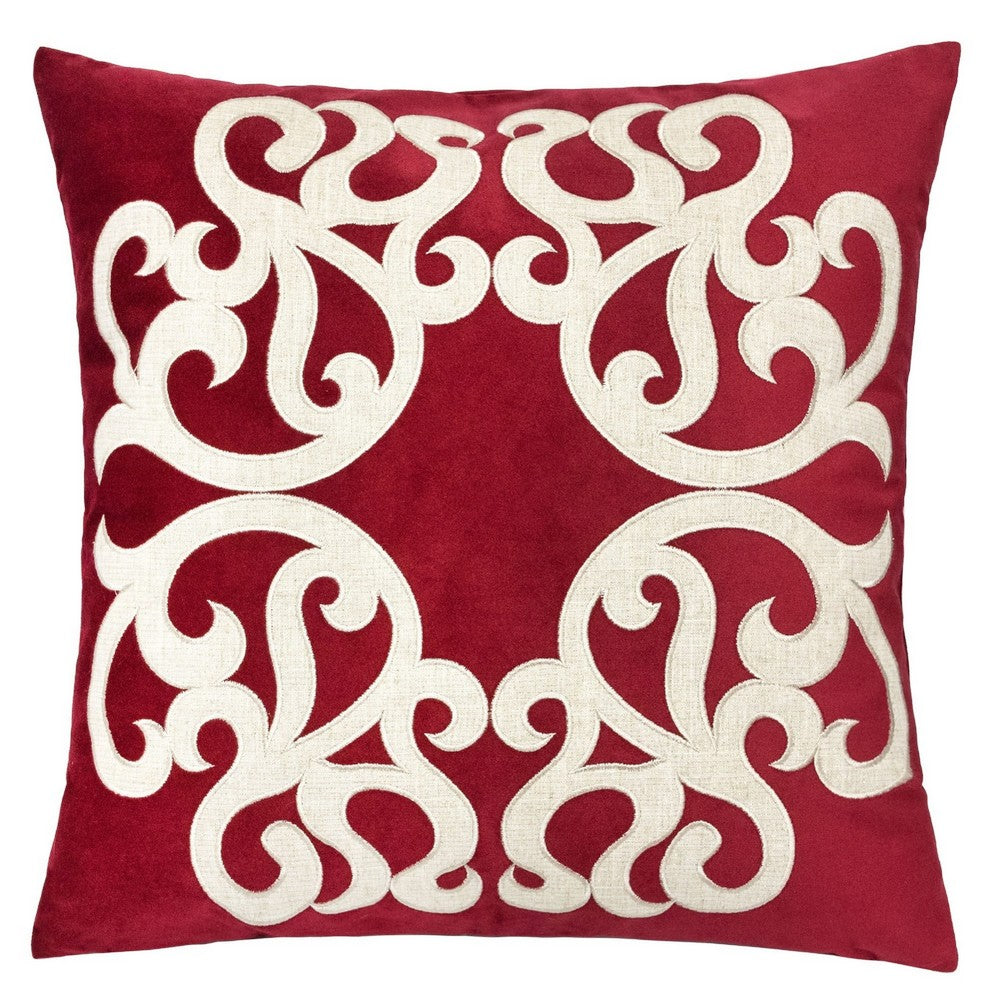 Dery 20x20 Square Throw Pillow Cover | Double Sided Red Velvet Vintage