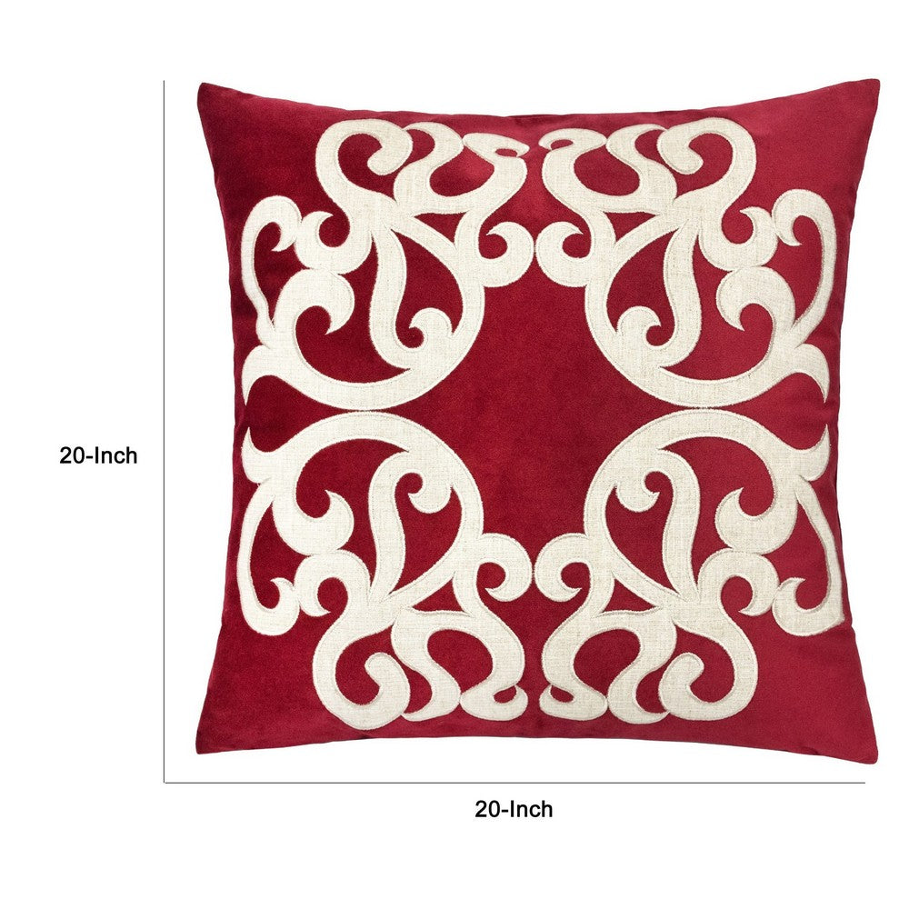 Dery 20x20 Square Throw Pillow Cover | Double Sided Red Velvet Vintage