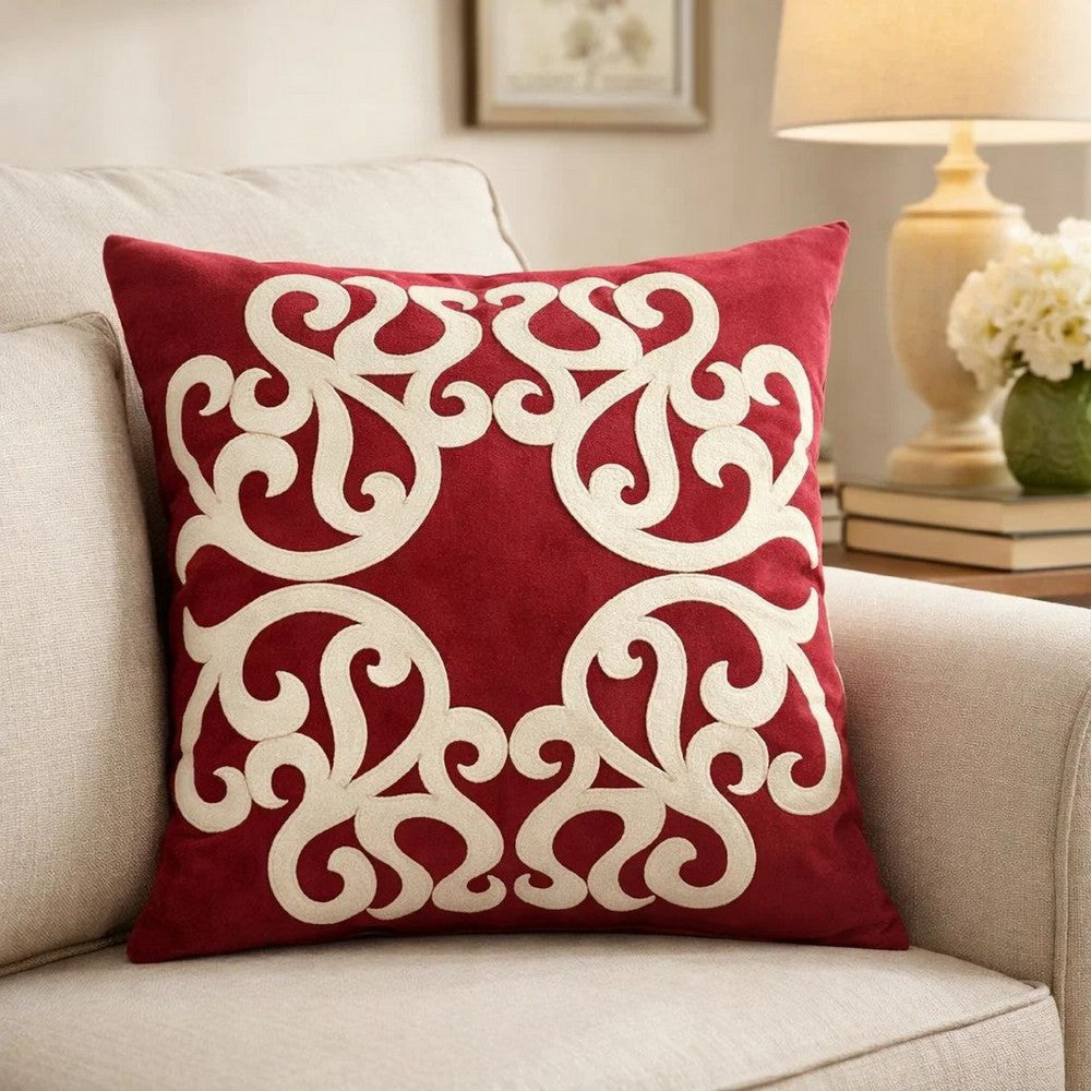 Dery 20x20 Square Throw Pillow Cover | Double Sided Red Velvet Vintage