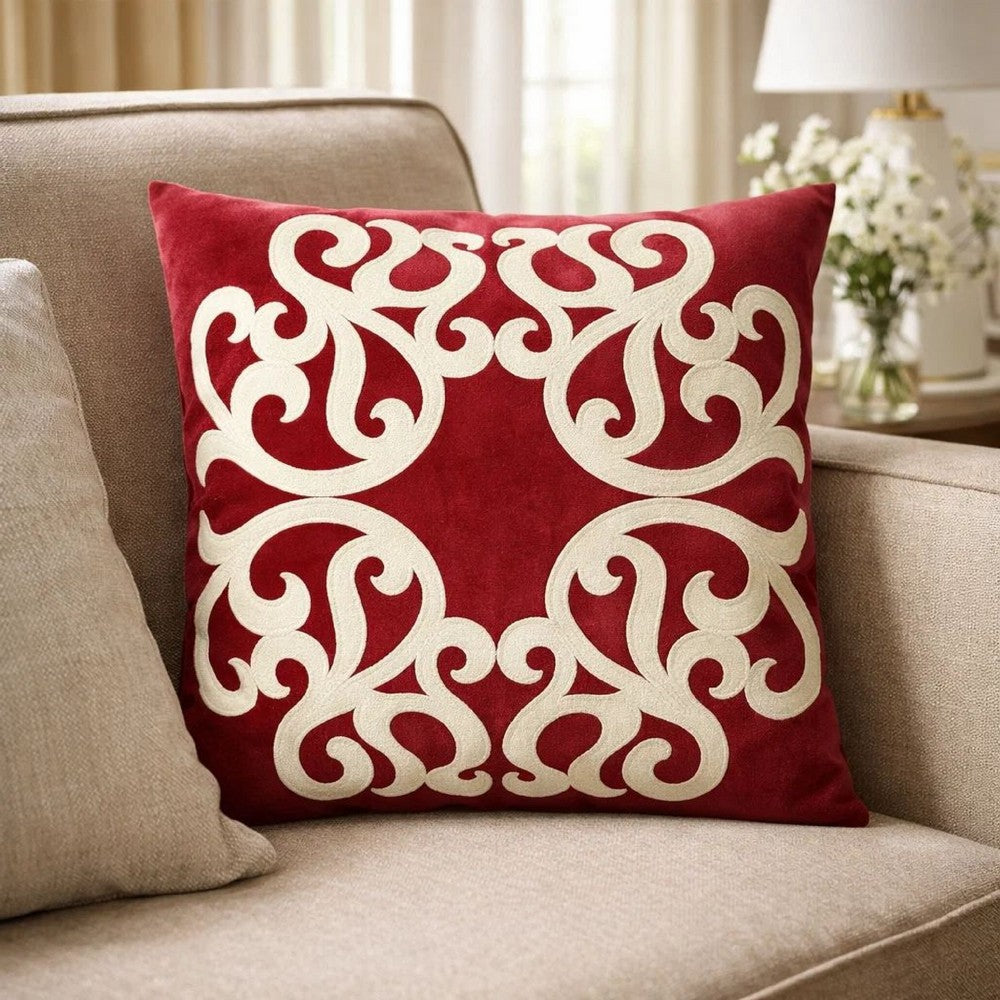 Dery 20x20 Square Throw Pillow Cover | Double Sided Red Velvet Vintage