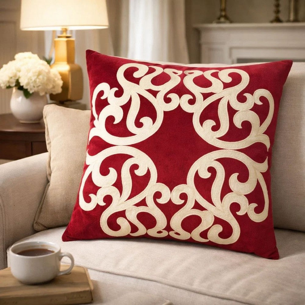 Dery 20x20 Square Throw Pillow Cover | Double Sided Red Velvet Vintage
