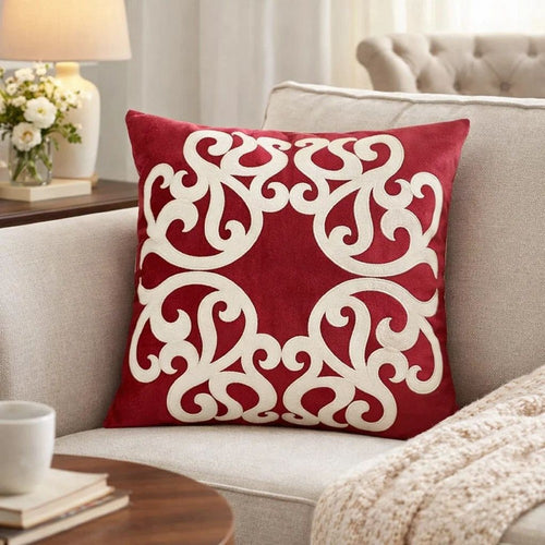 Dery 20x20 Square Throw Pillow Cover | Double Sided Red Velvet Vintage