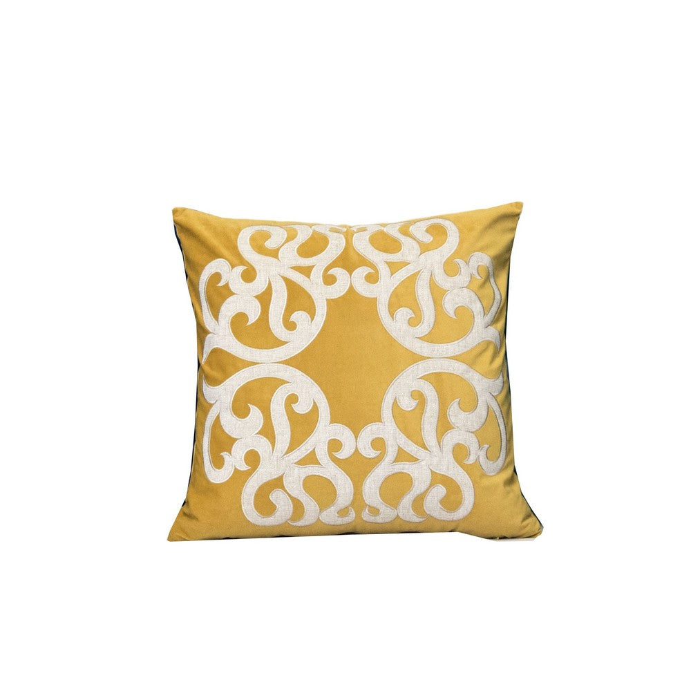 Dery 20x20 Square Throw Pillow Cover | 2 Side Yellow Cover Velvet Vintage