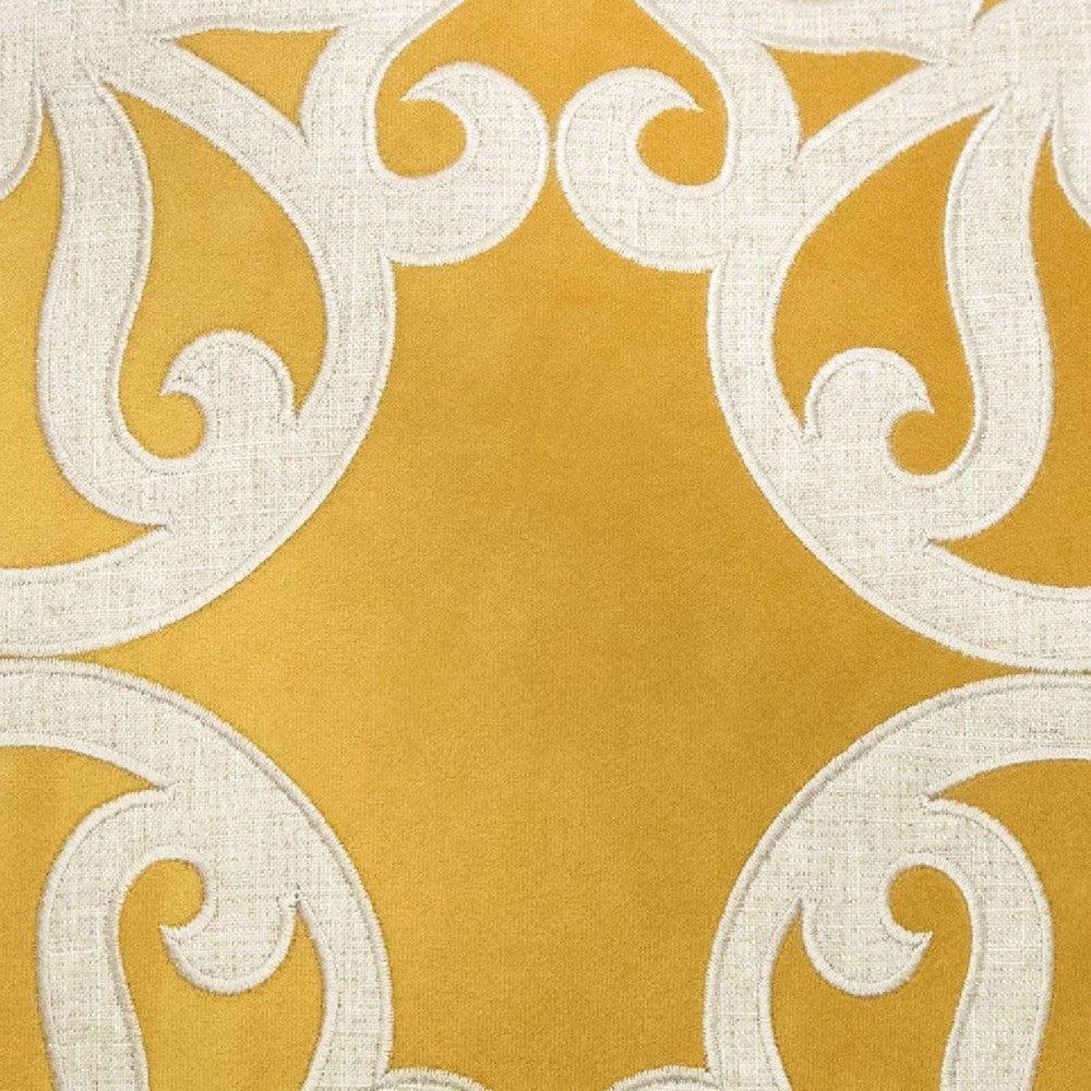 Dery 20x20 Square Throw Pillow Cover | 2 Side Yellow Cover Velvet Vintage