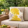 Lefy Accent Pillow Cover | Yellow Cover White Autumn Leaf Vibes | 20" Square