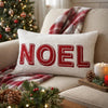 Holiday Throw Pillow Cover | NOEL Red & White Sherpa Textured | 14x20 Lumbar