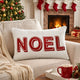 Holiday Throw Pillow Cover | NOEL Red & White Sherpa Textured | 14x20 Lumbar