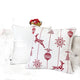 Throw Pillow Cover | Red Embroidered Reindeer & Snowflakes | 20" Square