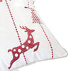 Throw Pillow Cover | Red Embroidered Reindeer & Snowflakes | 20" Square