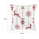 Throw Pillow Cover | Red Embroidered Reindeer & Snowflakes | 20" Square
