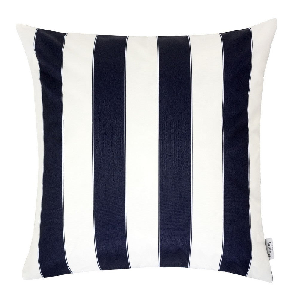 Keo Accent Pillow Cover | Navy Blue & White Stripes | 20" Square