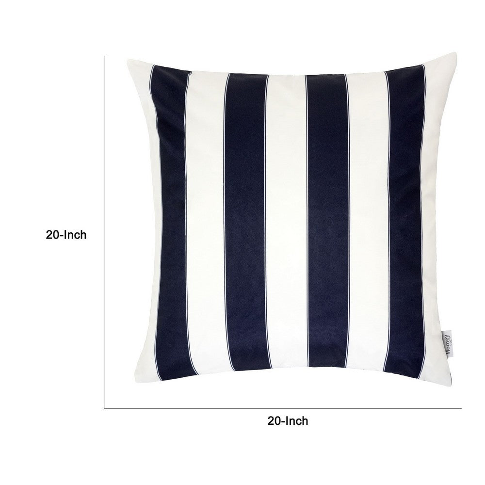 Keo Accent Pillow Cover | Navy Blue & White Stripes | 20" Square