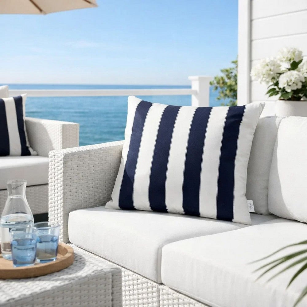 Keo Accent Pillow Cover | Navy Blue & White Stripes | 20" Square