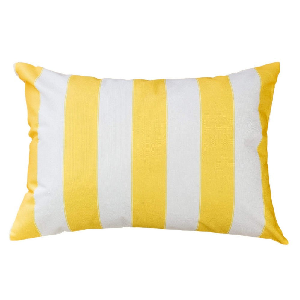 Keo Accent Lumbar Pillow Cover | Yellow Cover & White Stripes | 14x20