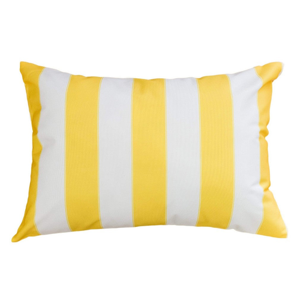 Keo Accent Lumbar Pillow Cover | Yellow Cover & White Stripes | 14x20