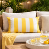 Keo Accent Lumbar Pillow Cover | Yellow Cover & White Stripes | 14x20