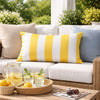 Keo Accent Lumbar Pillow Cover | Yellow Cover & White Stripes | 14x20