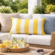 Keo Accent Lumbar Pillow Cover | Yellow Cover & White Stripes | 14x20