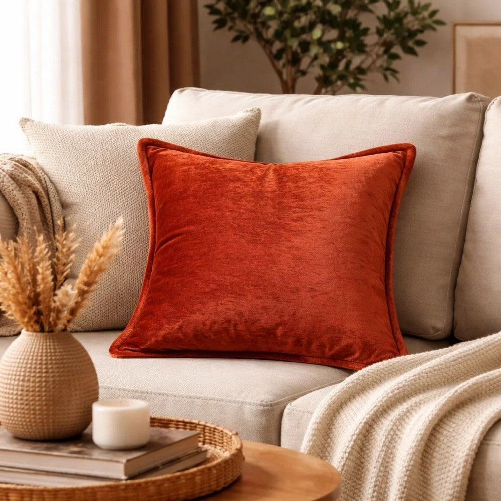 Dey Throw Pillow Cover | Rose Copper Brown Velvet | Luxe Shine | 20" Square