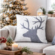 Holiday Accent Pillow Cover | White & Gray Reindeer Velvet | 20" Square