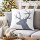 Holiday Accent Pillow Cover | White & Gray Reindeer Velvet | 20" Square