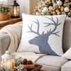 Holiday Accent Pillow Cover | White & Gray Reindeer Velvet | 20" Square
