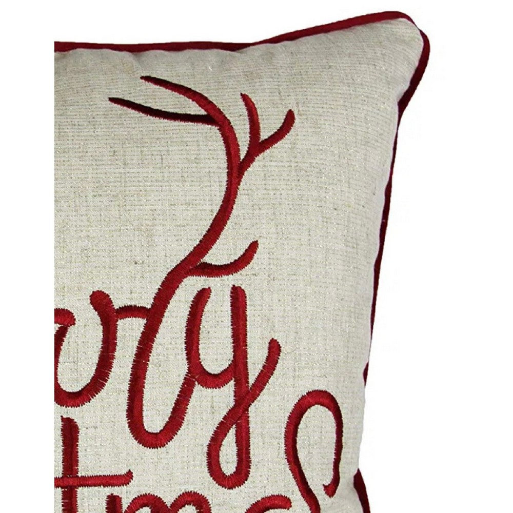 Throw Pillow Cover | Merry Christmas | Red Gold Accents | 20" Square Insert
