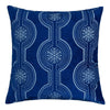 Zey Throw Pillow Cover | Snowflake Embroidered Blue Velvet | 20" Square