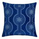 Zey Throw Pillow Cover | Snowflake Embroidered Blue Velvet | 20" Square