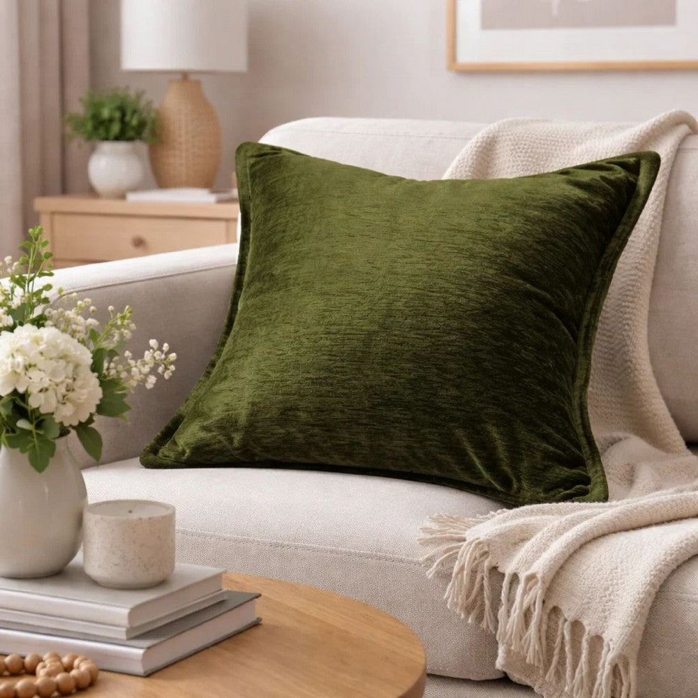 Dey Throw Pillow Cover | Deep Forest Green Velvet Luxe Shine | 20" Square