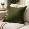 Dey Throw Pillow Cover | Deep Forest Green Velvet Luxe Shine | 20" Square