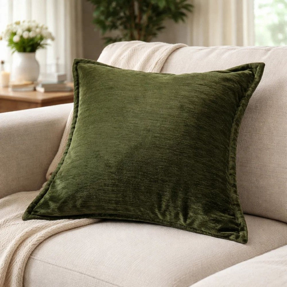 Dey Throw Pillow Cover | Deep Forest Green Velvet Luxe Shine | 20" Square