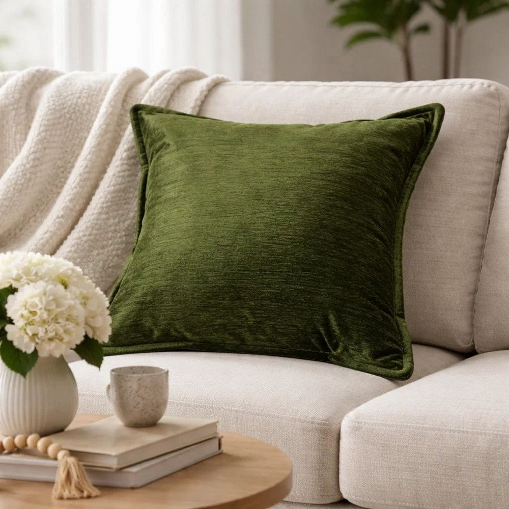 Dey Throw Pillow Cover | Deep Forest Green Velvet Luxe Shine | 20" Square