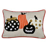 Lumbar Throw Pillow Cover | Hallow Pumpkin Embroidered | Black Linen 14x20