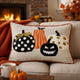 Lumbar Throw Pillow Cover | Hallow Pumpkin Embroidered | Black Linen 14x20
