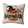 Halloween Pumpkin Witch Embroidered Throw Pillow Cover | Gray 20" Square
