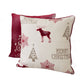 Merry Christmas Throw Pillow Cover Red Reindeer | Off White Linen 20" Square